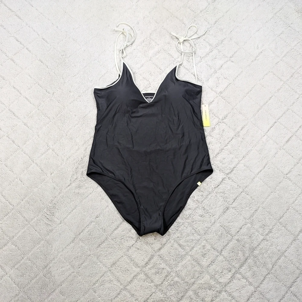 Summersalt Swimsuit Women's 18 Black White Contrast Strap Backflip One Piece